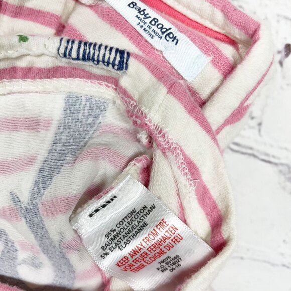 Baby Boden 3-6 mos Penguin Superstitch Embroidered Top Pink White Striped Cotton - Picture 5 of 5